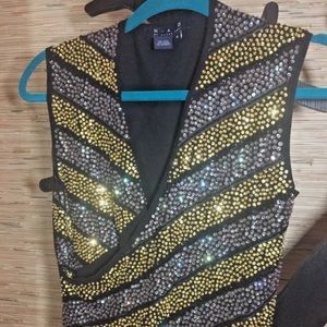 MAG Magaschoni Sequin Black Top Size Small
